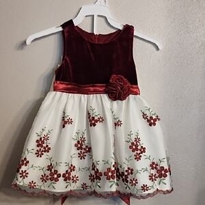 American Princess Burgundy and Cream Embellished Halter Sundress W/ Diaper Cov
